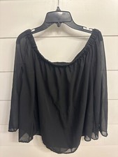 Maurices Solid Off The Shoulder Flowy Split Shear Sleeve Top Womens Blouse