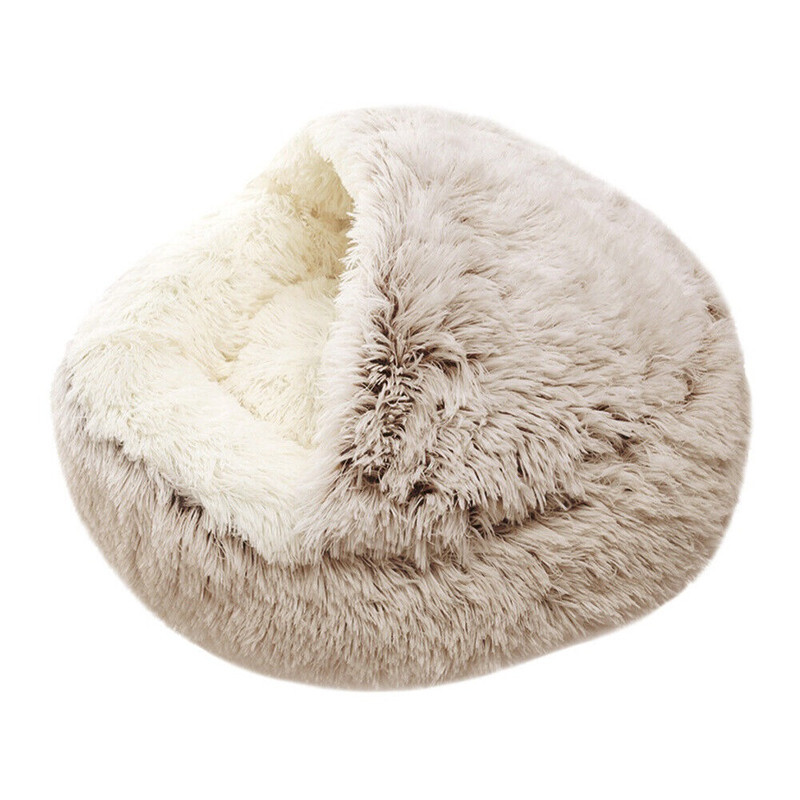 Pet Dog Cat Bed Round Plush Kitten Warm Sleeping Nest Bed Cat Igloo