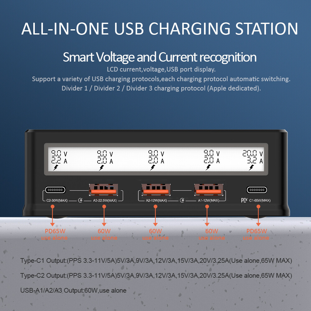 110W 5-Port USB Wall Charger Station Fast Charging Hub G0Y2