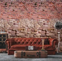 Fototapete Industrial Backstein Mauer Used-Look Rot Braun 39246-1 (5,92€/1Qm)