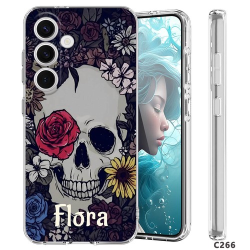 Skull Personalised Phone Case For Samsung Galaxy S24 S25 A17 A35 A56 Clear Cover - Picture 35 of 54