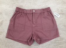 Old Navy Girls Sz 16 Mauve Pink Elastic Waist Chino Shorts 3" Inseam Pockets NWT