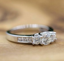 Brilliant Cut Simulated 2.10CT Sapphire 3 Stone Engagement 935 Silver Women Ring