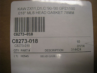 Kawasaki, ZX1100, ZRX1100, GPZ1100, ZZR1100, Cometic 1109 Head