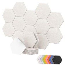 12 Pack Beige High Density Hexagon Acoustic Panels - 12"x10"xHexagon