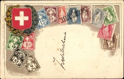 Präge Briefmarken Wappen Litho Schweiz, Helvetia - 10454721