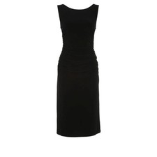 NORMA KAMALI minimalist black Shirred Waist stretch sleeveless midi dress