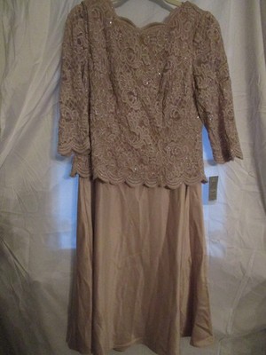 Alex Evenings Tea Length Sequin Lace Mock Dress Alex Evenings Tea Length Sequin Lace Mock Dress
