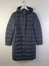 M&S Women's Feather & Down Quilted Coat Size 6 Black Hooded NEW