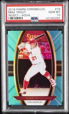 2018 PANINI CHRONICLES SELECT AQUA #18 MIKE TROUT #/299 PSA 10