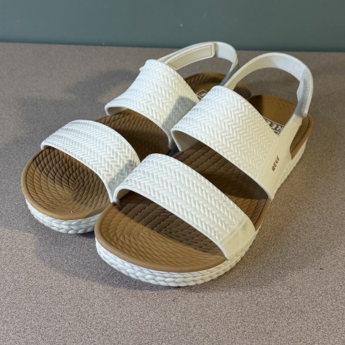 Reef Water Vista Lifestyle Sandals Women's 8 PVC Free Pool Beach White/Tan
