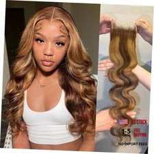P4/27 Highlight Body Wave Closure Only Human Hair 18 18 Inch 4x4 Honey Blonde