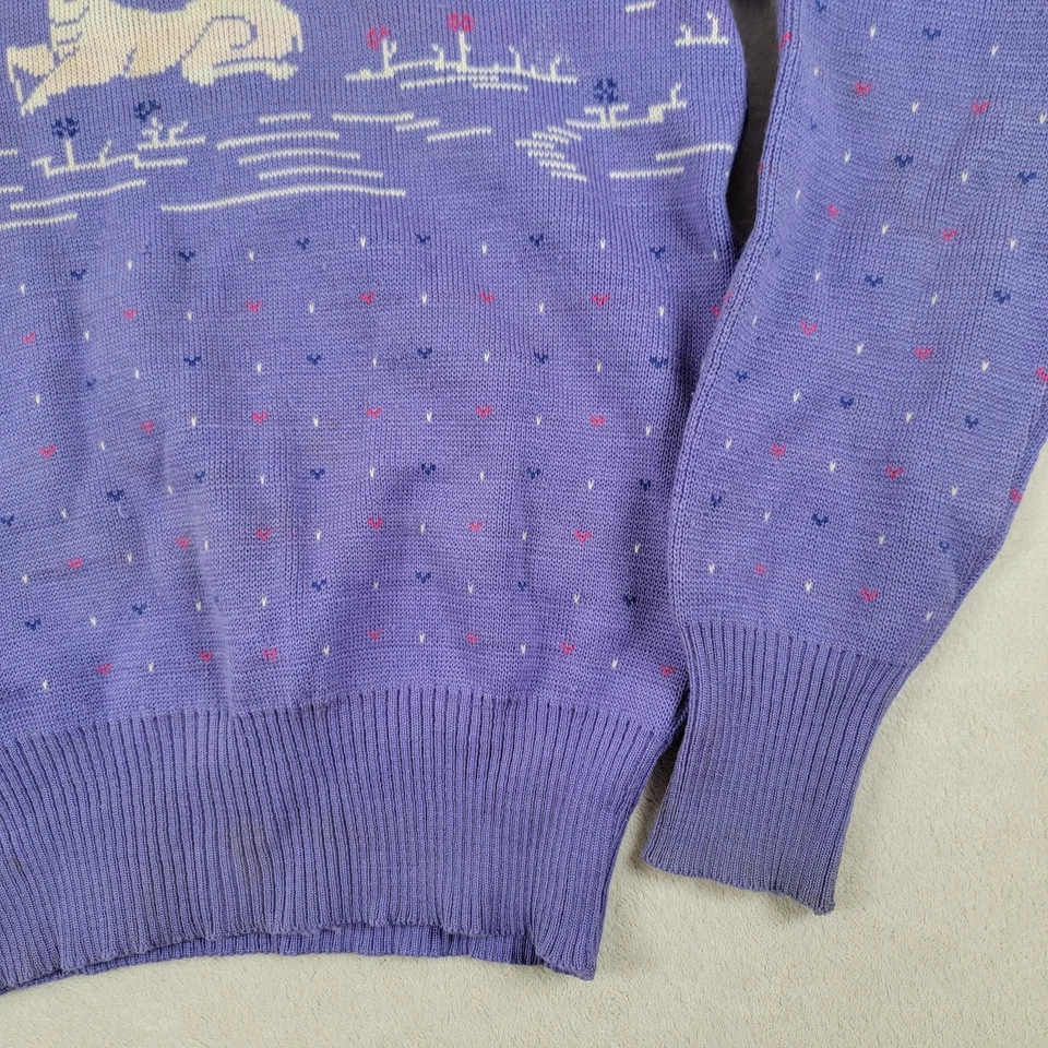 Suéter Skii vintage para mujer MEISTER mezcla de lana bordado púrpura unicornio Foto 3 de 4