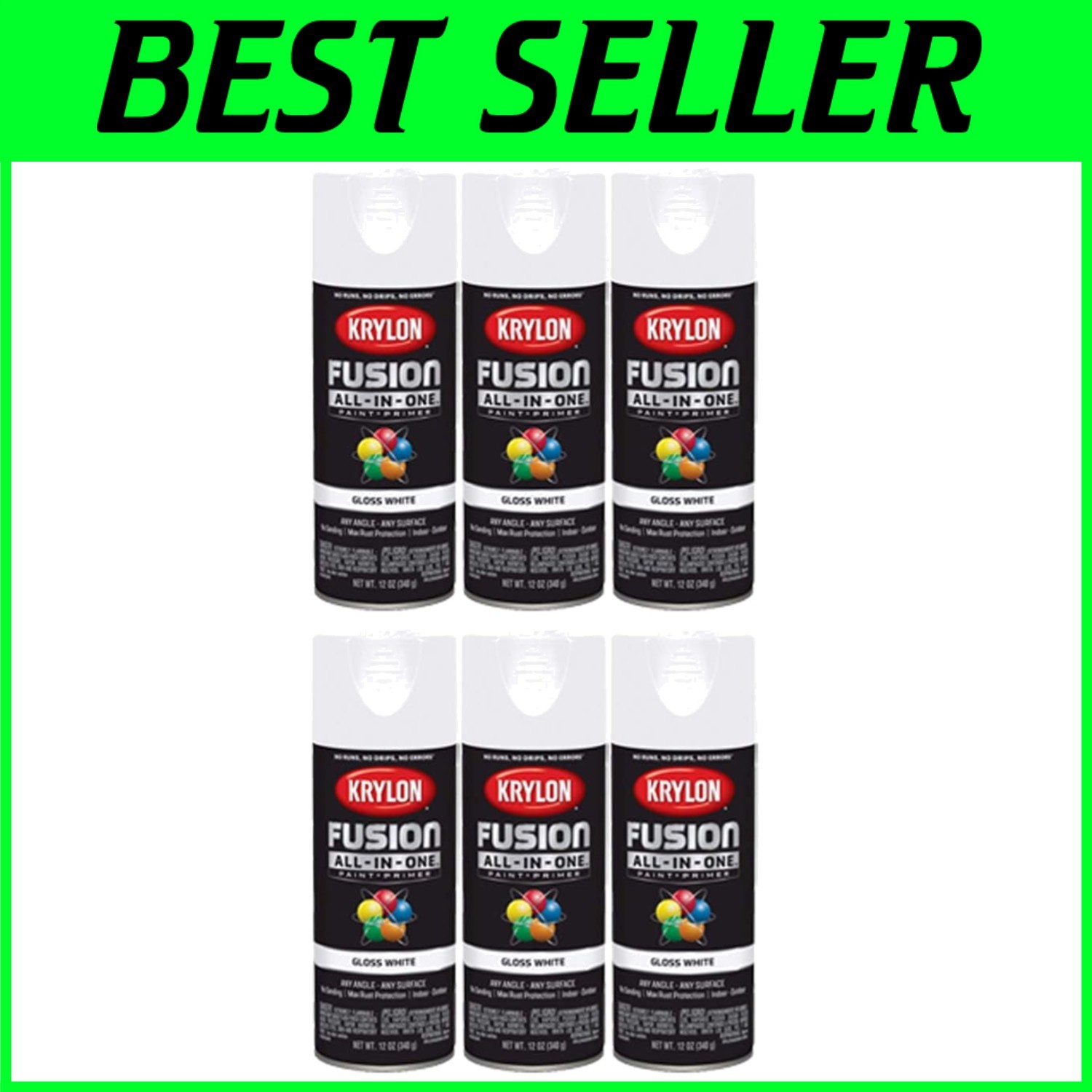 Fusion Gloss White Spray Paint 6-Pack