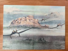 Deutsche Kampfflieger &uuml;ber der Akropolis +Faksimile-Poster+ Flug nach Kreta