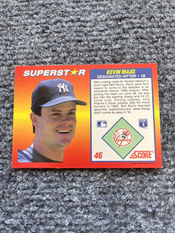 1992 Score 100 Superstars #46 Kevin Maas - Image 2 of 2