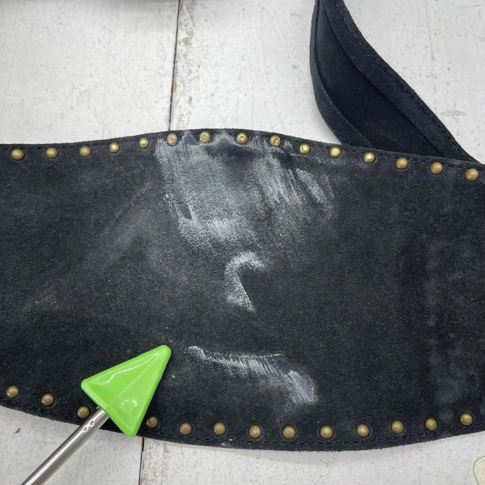 Cinturón Free People Mujer Talla Única Negro Gamuza Cuero Tachonado Corbata Cintura Bolsa Foto 2 de 4