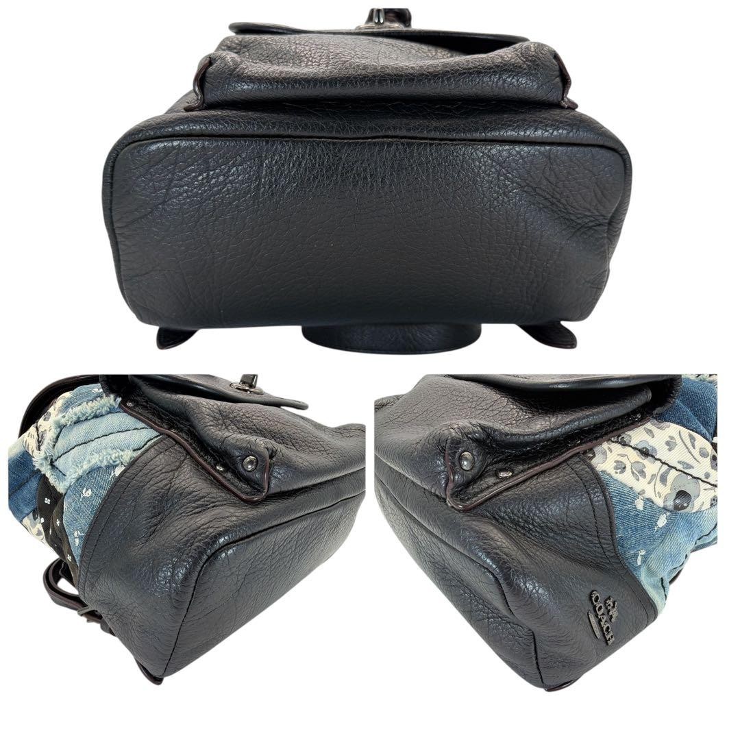 COACH 37743 Patchwork Backpack Leather Black Used… - image 5