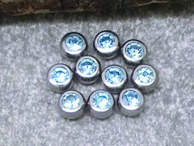 10 Stück Piercing Ersatzkugeln Strass Aquamarin Edelstahl Ø 3mm für 1,2mm Stäbe