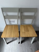 2 x Grey and Oak Effect Wooden Dining Chairs New with Tags
