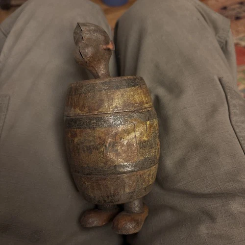 Vintage J. Chein tin litho wind-up Popeye in a barrel 1930s For Restoration