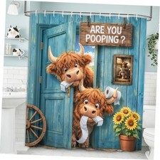 Funny Highland Cow Shower Curtain, are You 72"W x 72"L Pack of 1 Multi3