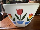 Fire-King Oven Ware Tulip Flower Milk Glass Mixing Nesting Bowl 8.5”beauty !!!