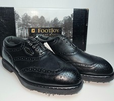 FootJoy Aqualites Golf Shoes UK 6 Black Leather Spiked 