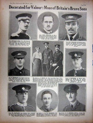 Old Antique Print 1916 Ww1 Hull Phillips Waller Trueman Hannan Bartlett 20th