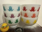 Vintage Fire King Tulip Cottage Cheese Bowls Milk Glass Complete Set of 6  NICE!