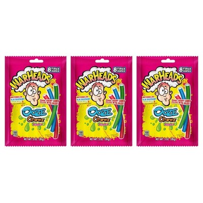 Ooze Chewz Ropes - Chewy Candy Ropes with Sour Filling - Watermelon, Blue Ras...