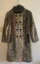 RARE Vintage 1960s Faux Leopard Swing Coat Safari Pinup Rockabilly La France M