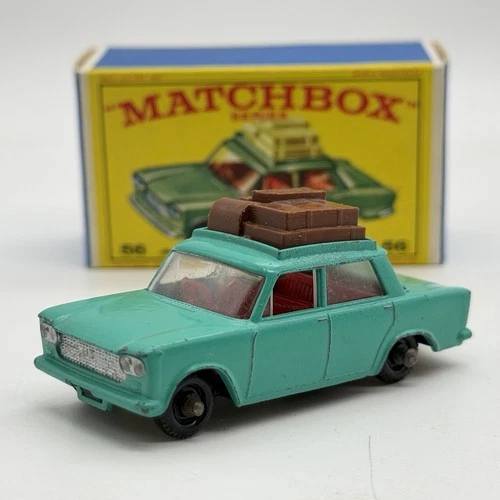 Lesney Fiat 1500 Turquoise With Box 1966 Matchbox 1-75 Vintage England No.56