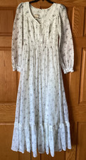 Vintage 70s 80s Gunne Sax Boho Lace Floral Prairie Tie Back Dress Sz 9