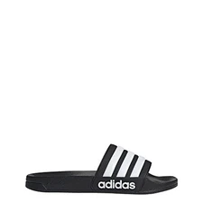 adidas Unisex Adilette Shower Slide Sandal, Core Black/White/Black, 9 US Men