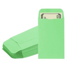 Money Envelope, 50 Pcs 3.5" x 2.2" Cash Holder for Checks Coins, Deep Green