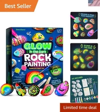 Kids Glow-in-the-Dark Rock Painting Kit - Creative Arts & Crafts Gift for Age...
