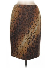 Linda Allard Ellen Tracy Women Brown Faux Leather Skirt 6