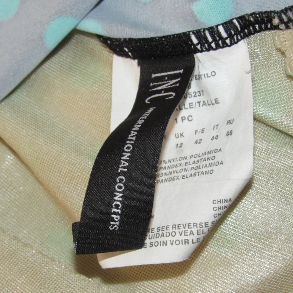 Traje de baño retro de una pieza a lunares acuáticos negros INC International Concepts talla 10 Foto 3 de 3