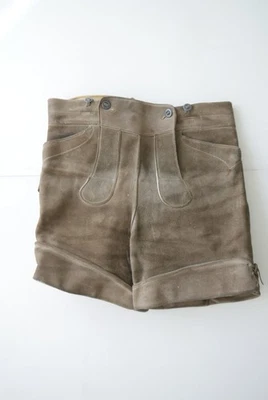 Kurze Lederhose Second Hand dick weich Rinderspaltleder verspeckt grau Gr.52 - Bild 1 von 4