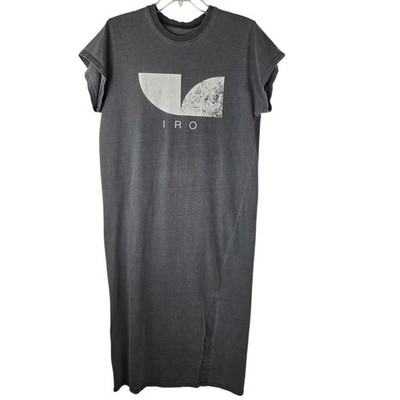 IRO Dakoly Graphic Midi T Shirt Dress XS/S Black Wash Cotton Minimalist Parisian