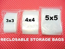 600 Reclosable Storage Bag Variety Pack ~ 3x3 4x4 5x5 ~ 2 Mil Seal-Top Baggies