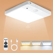 Motion Sensor Closet Light, 7000Mah Rechargeable Ceiling Light with Remote,3 Col