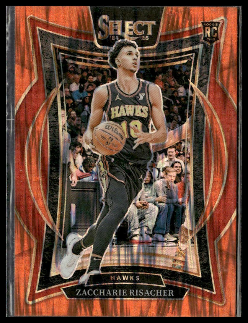 2024-25 Panini Select #86 Zaccharie Risacher Orange Tectonic Prizm