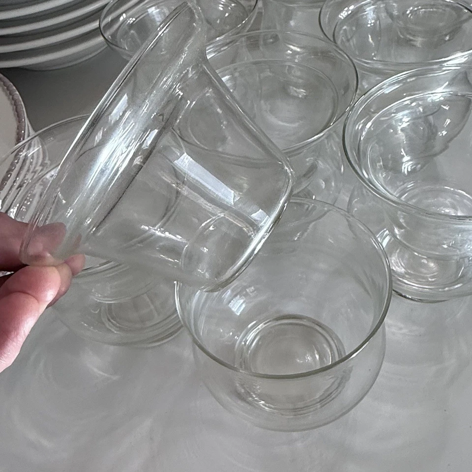 Vintage Caviar Chiller Bowls Set 10 Double Clear Glass Flared Ice Server Dishes - Image 3 of 4