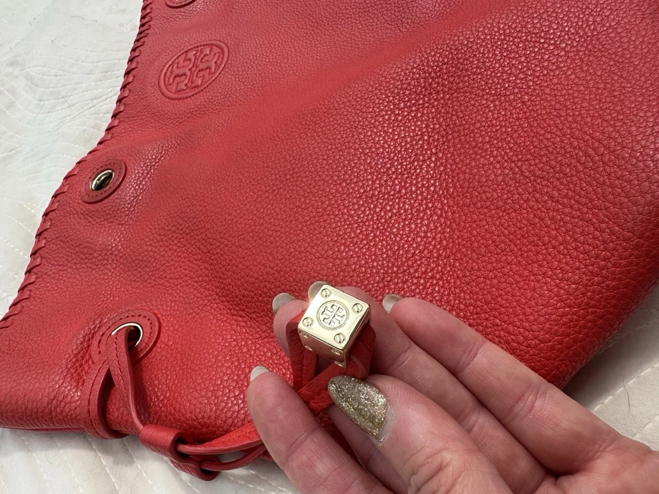 Сумка-тоут Tory Burch Marion громоздкая, большая, красная галечная кожа *без ремня* - Изображение 3 из 4