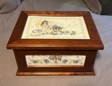 Tomorrow's Treasures Cherry Needlework Jewelry Box w Stoney Creek Angel of Roses