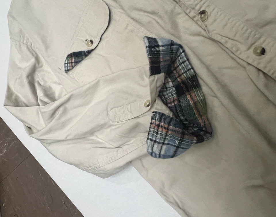 Vintage Scandia Woods Button Down Shirt Mens Medium Khaki Flannel Lined - Image 3 of 4