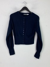 Mint Velvet Navy Plain Cashmere blend Cardigan Snap Button Fit Long Sleeve UK XS
