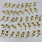 Lot of 40 Vintage Rhinestone ROSE FLOWER BROOCH Pins Gold Tone Costume Jewelry